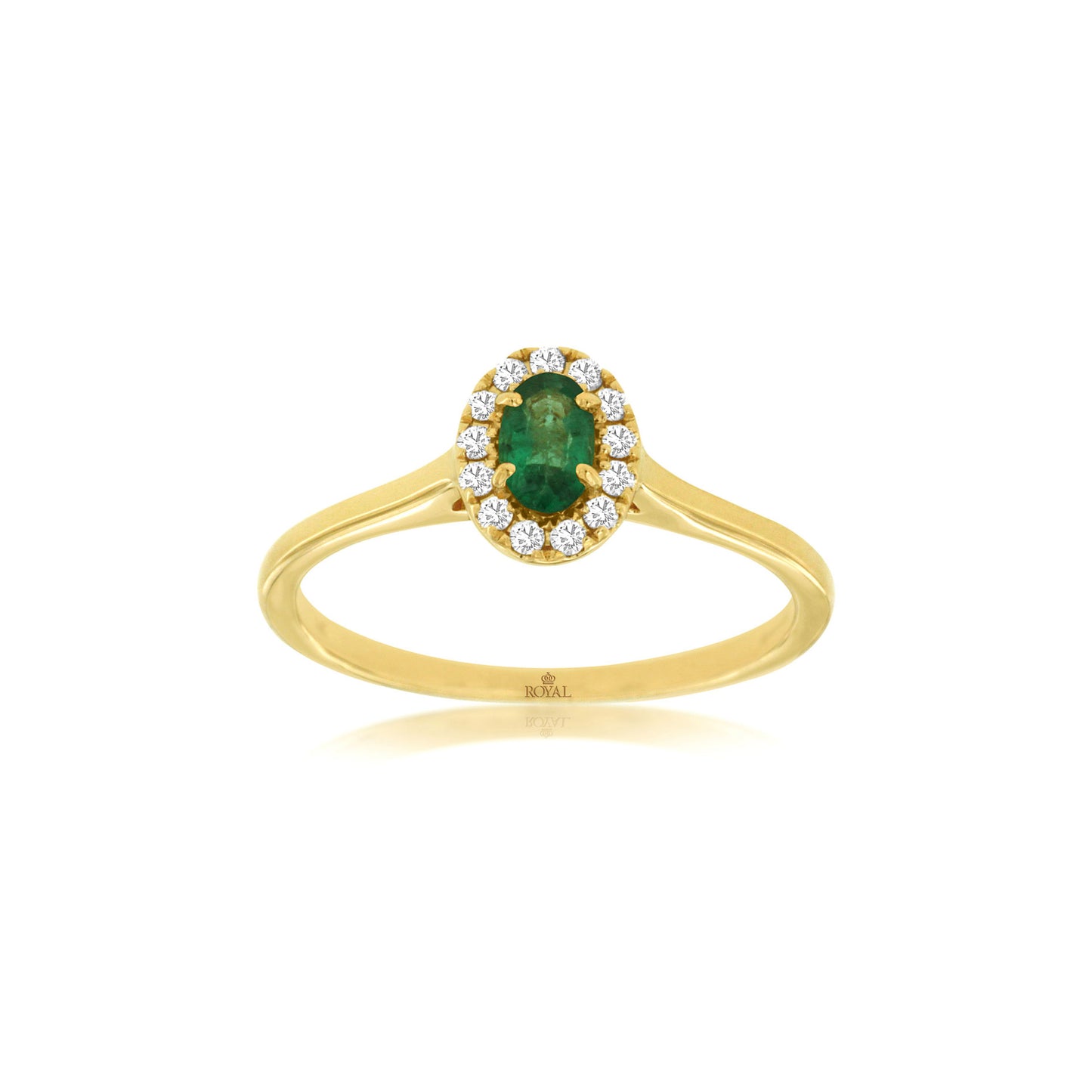 14K Yellow Gold Emerald & Diamond Ring