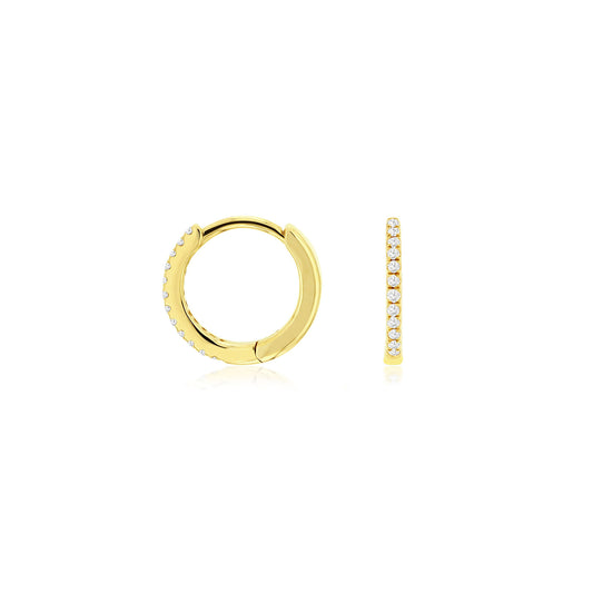 14K Yellow Gold Petit Diamond Hoop Earrings