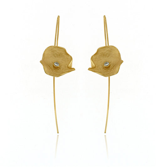 Mysterium Collection Vermeil Petal & CZ Earrings (Med)