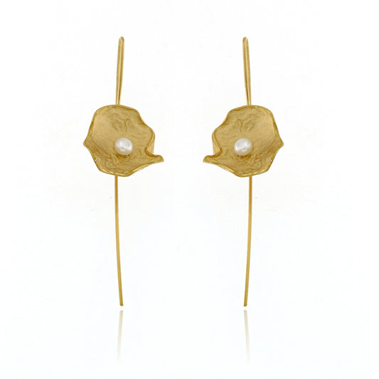 Mysterium Collection Vermeil Petal & Pearl Earrings (Med)