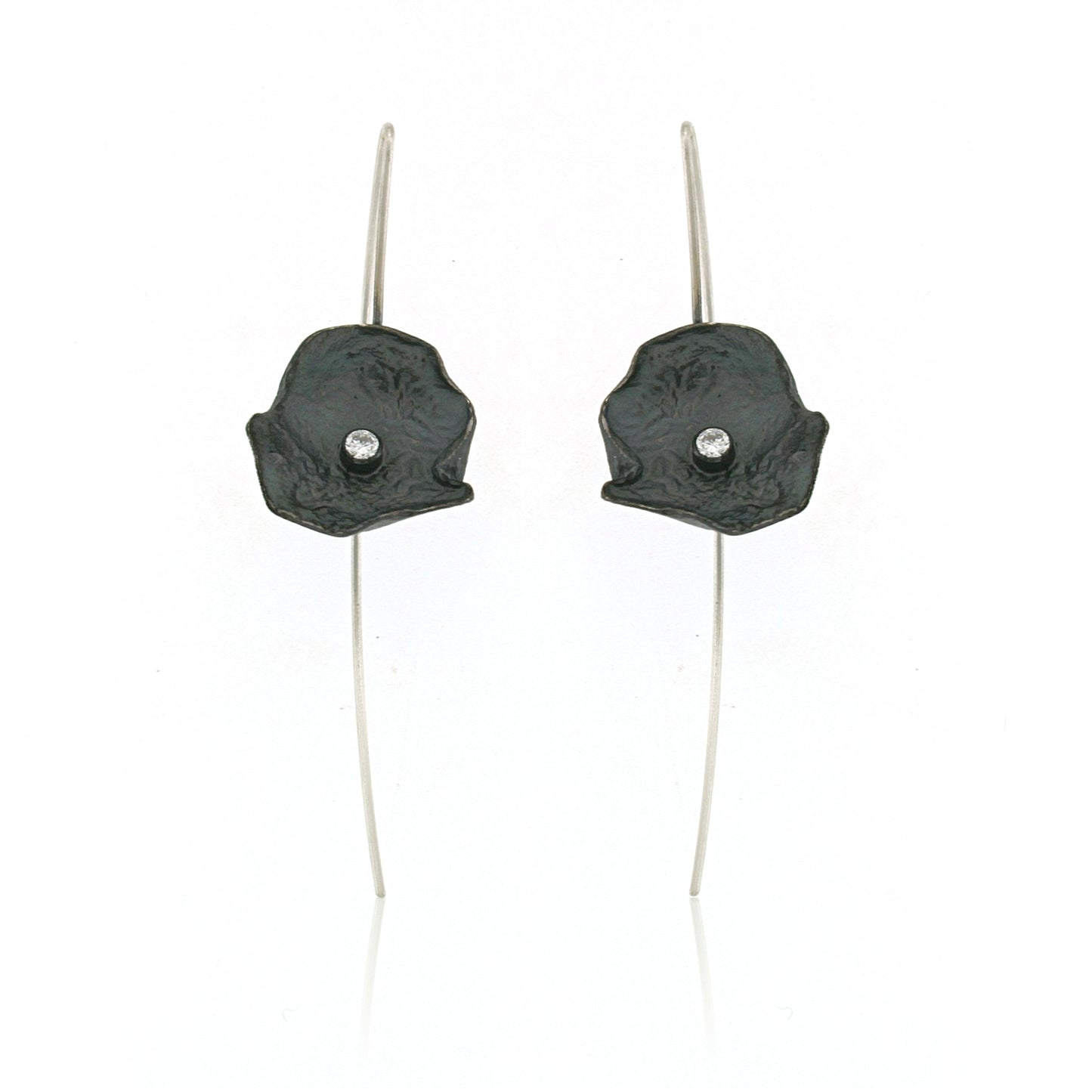 Mysterium Collection Sterling Petal & CZ Earrings (Med)