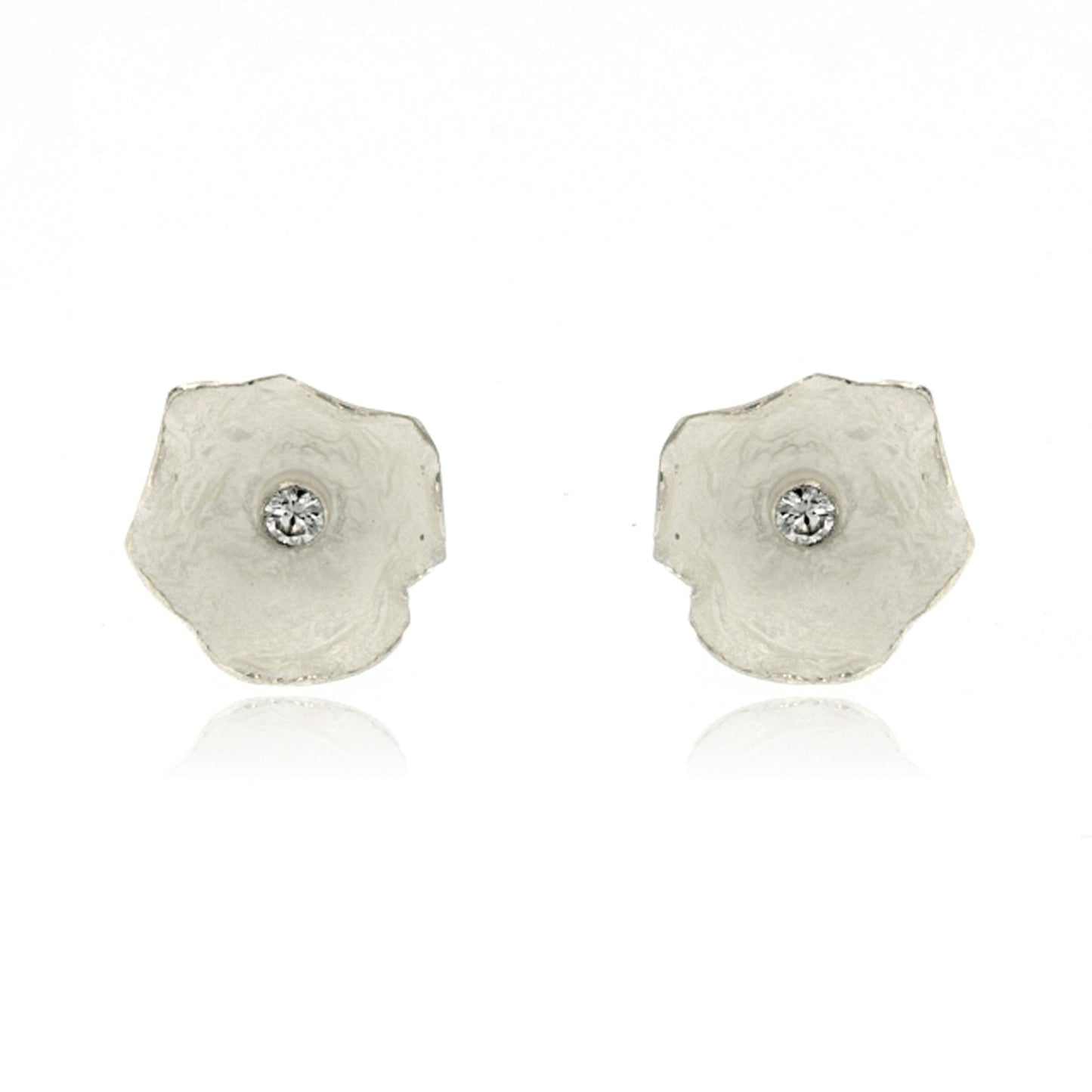 Mysterium Collection Sterling Petal & CZ Earrings (Med)