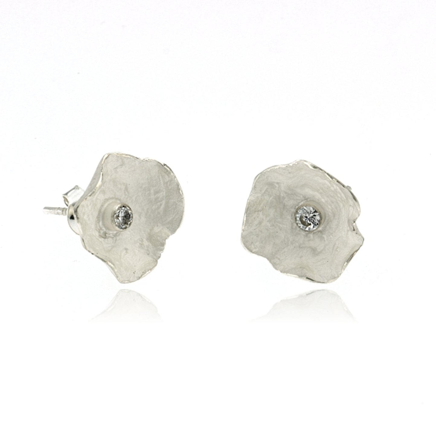 Mysterium Collection Sterling Petal & CZ Earrings (Med)