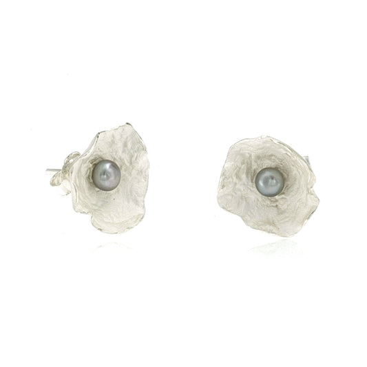 Mysterium Collection Sterling Petal & Pearl Earrings (Med)