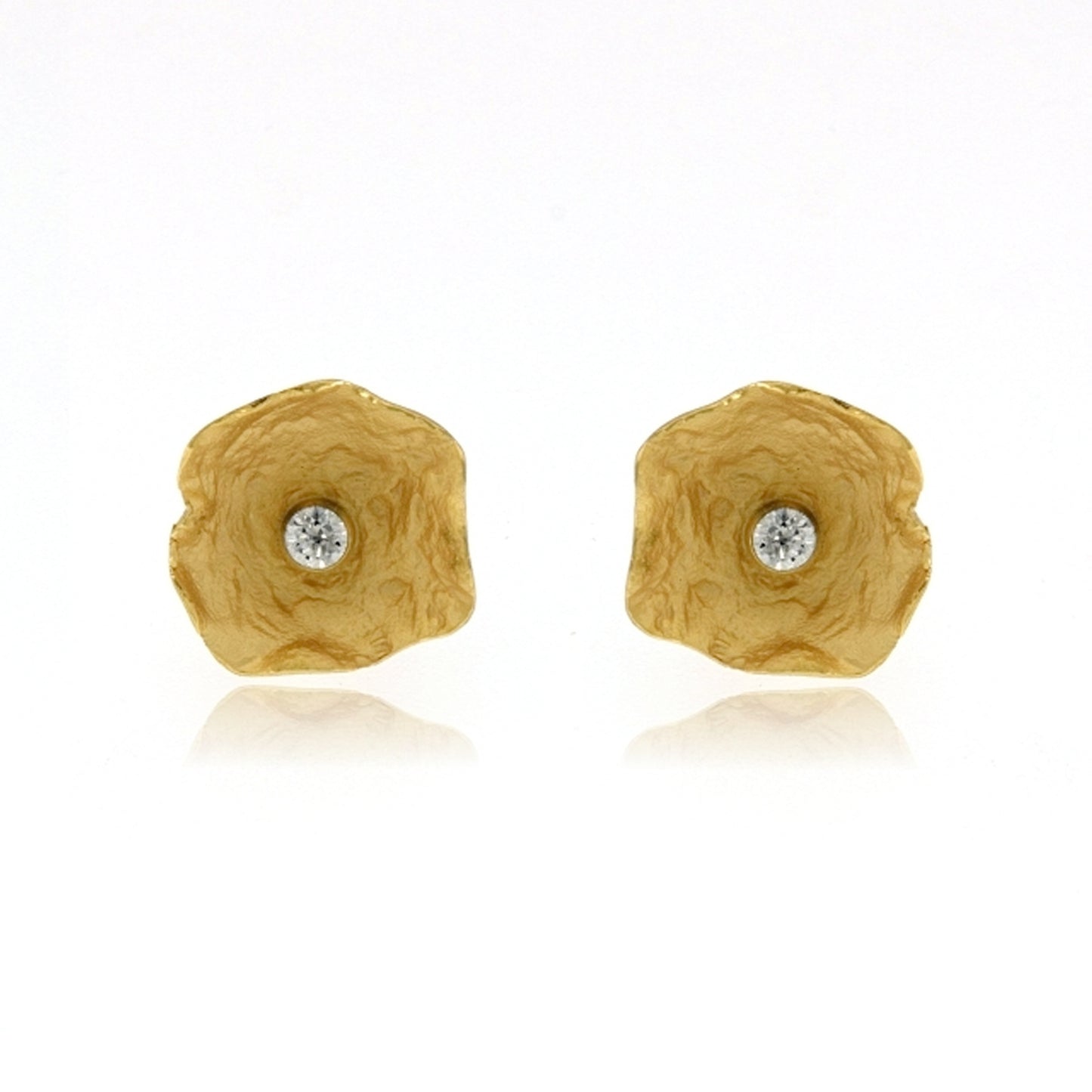 Mysterium Collection Vermeil Petal & CZ Earrings (Med)