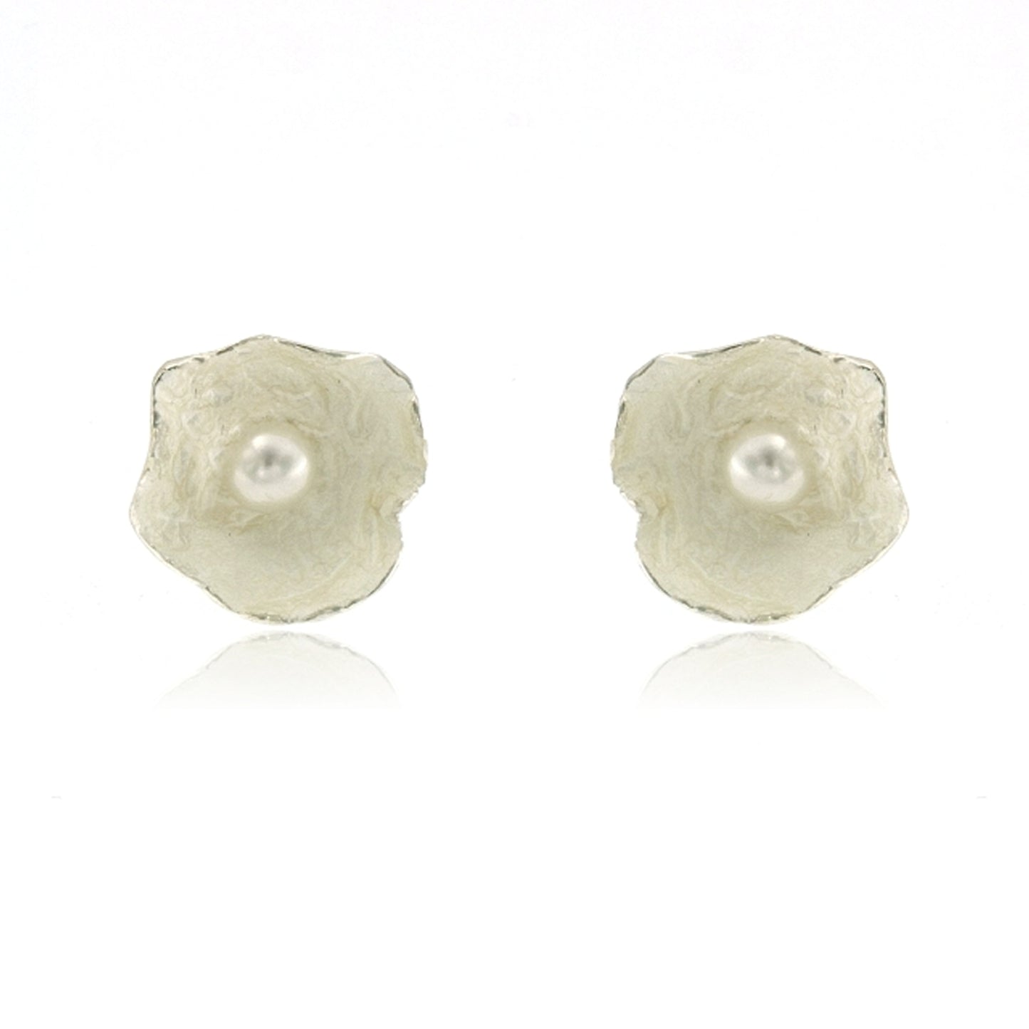 Mysterium Collection Sterling Petal & Pearl Earrings (Med)