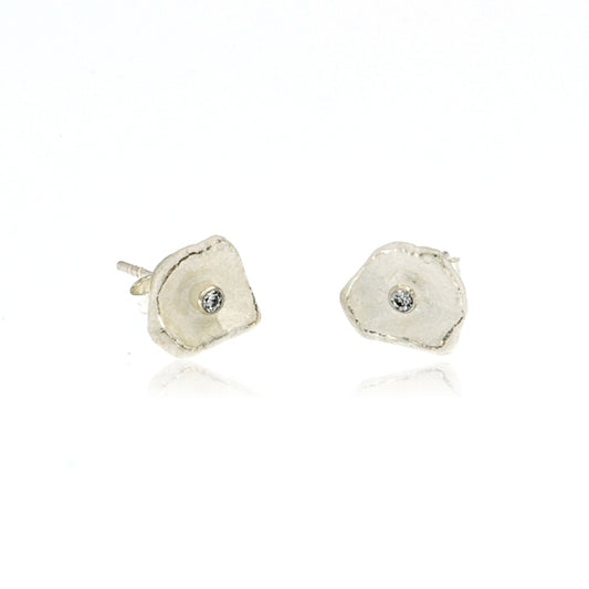 Mysterium Collection Sterling Petal & CZ Earrings (Sm)