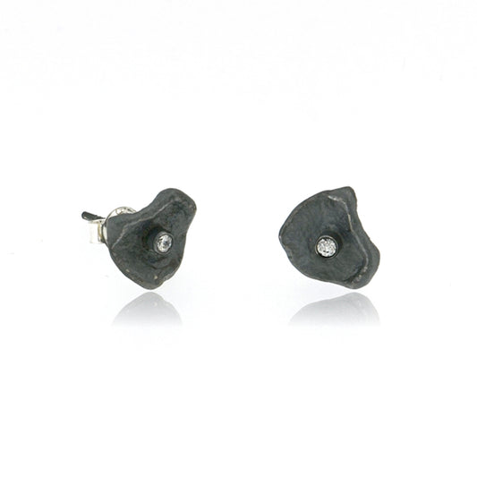Mysterium Collection Sterling Petal & CZ Earrings (Sm)