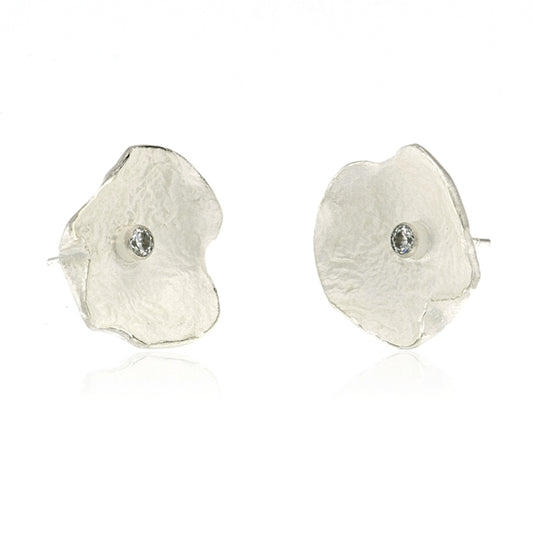 Mysterium Collection Sterling Petal & CZ Earrings (Lg)