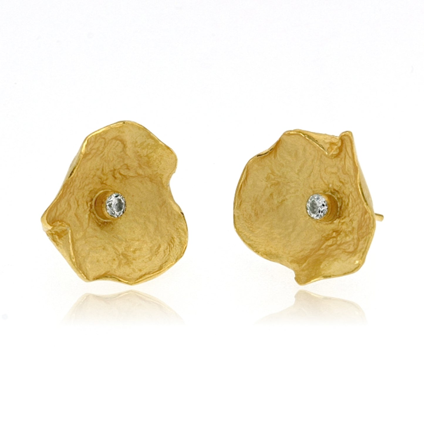 Mysterium Collection Vermeil Petal & CZ Earrings (Lg)