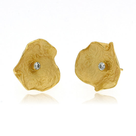 Mysterium Collection Vermeil Petal & CZ Earrings (Lg)