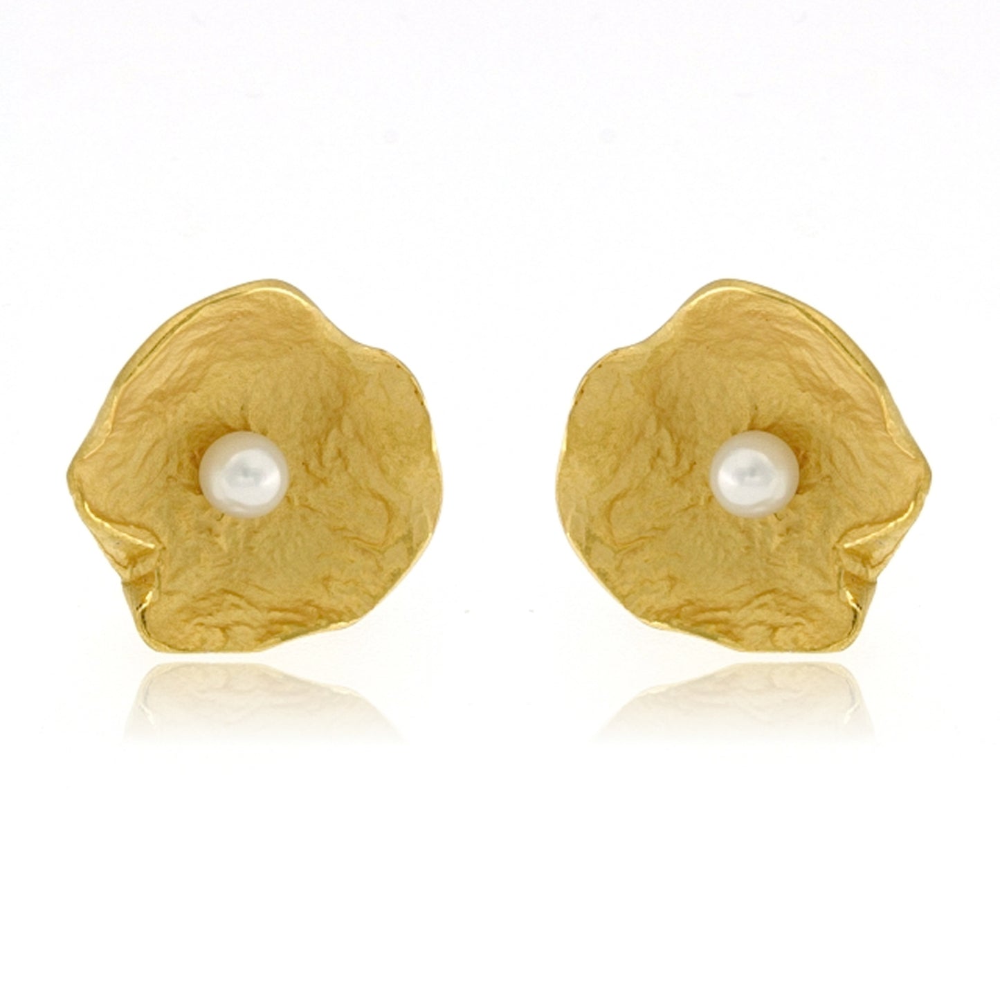 Mysterium Collection Vermeil Petal & Pearl Earrings (Lg)