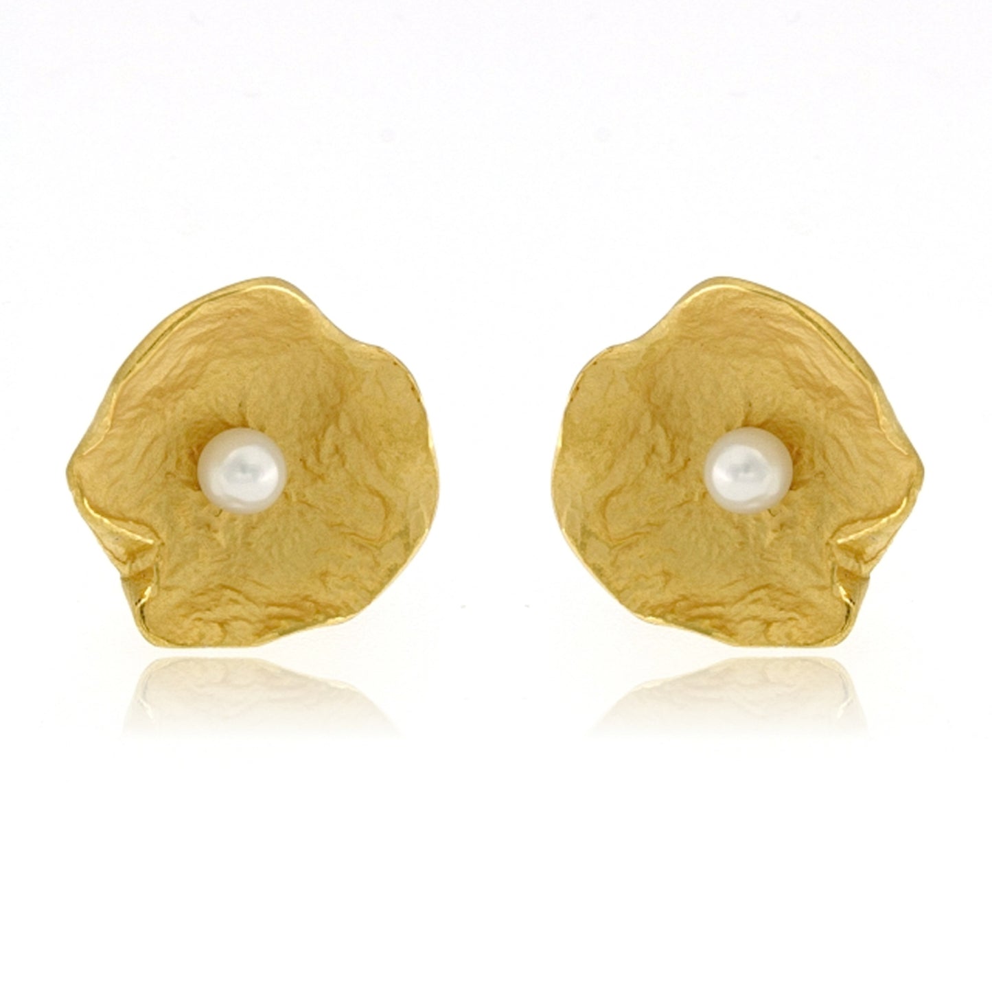 Mysterium Collection Vermeil Petal & Pearl Earrings (Lg)