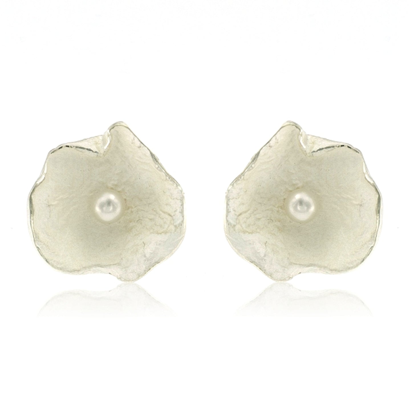 Mysterium Collection Sterling Petal & Pearl Earrings (Lg)