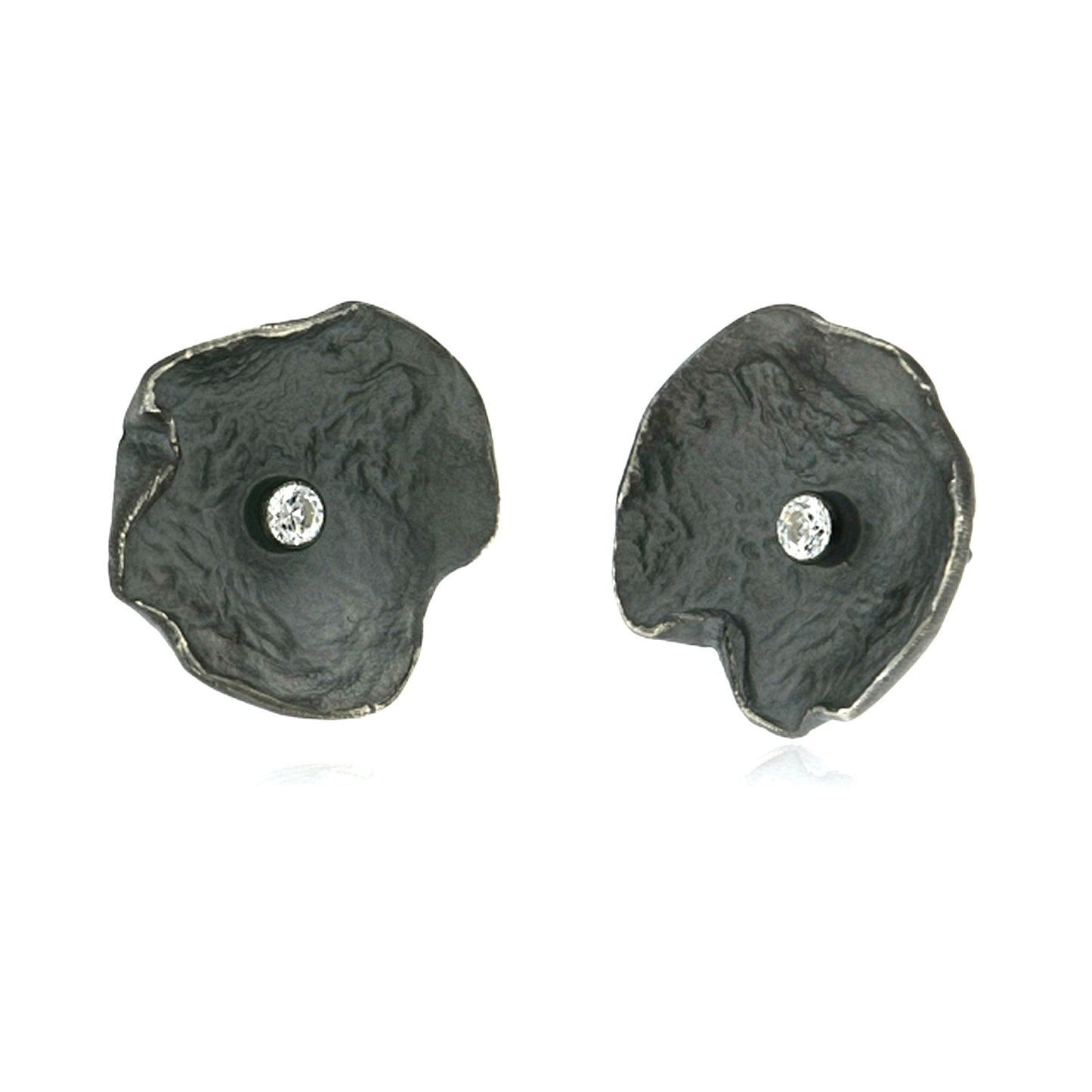 Mysterium Collection Oxidized Petal & CZ Earrings (Lg)