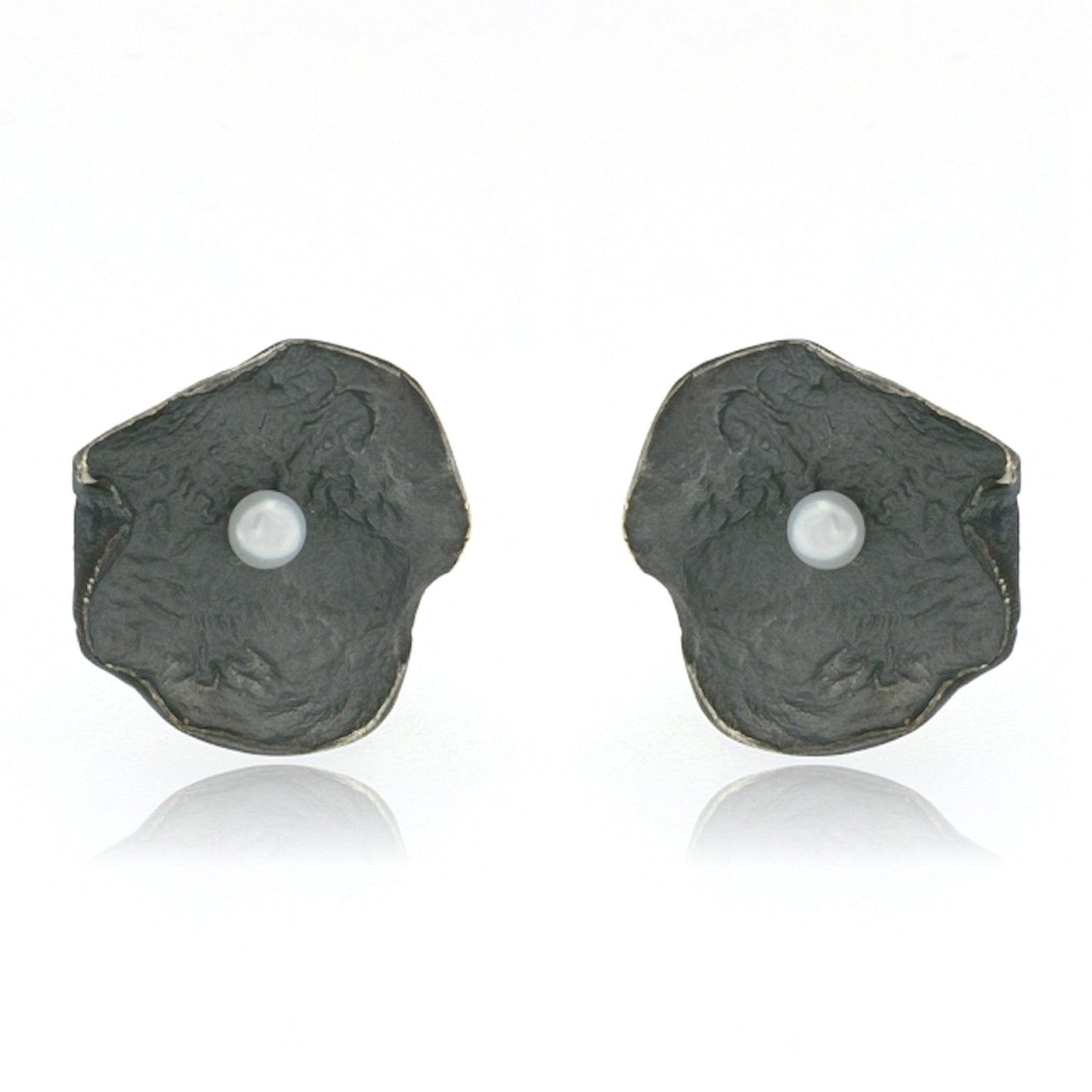 Mysterium Collection Oxidized Petal & Pearl Earrings (Lg)