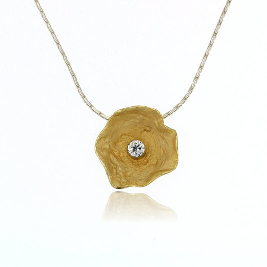 Mysterium Collection Vermeil Petal & CZ Pendant (Lg)