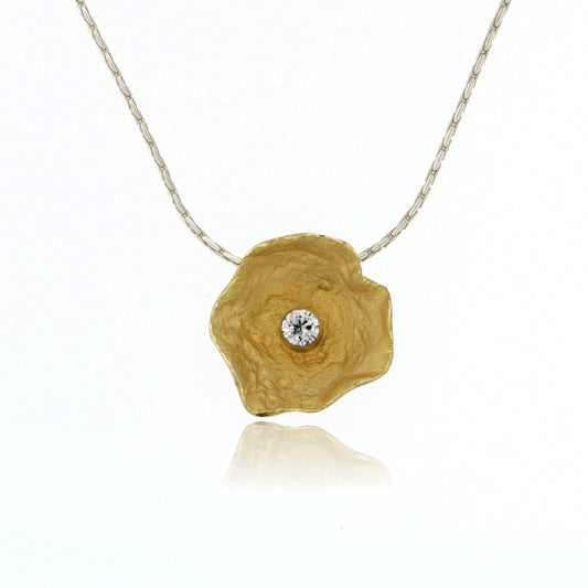 Mysterium Collection Vermeil Petal & CZ Pendant (Med)