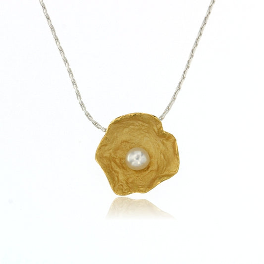 Mysterium Collection Vermeil Petal & Pearl Pendant (Med)