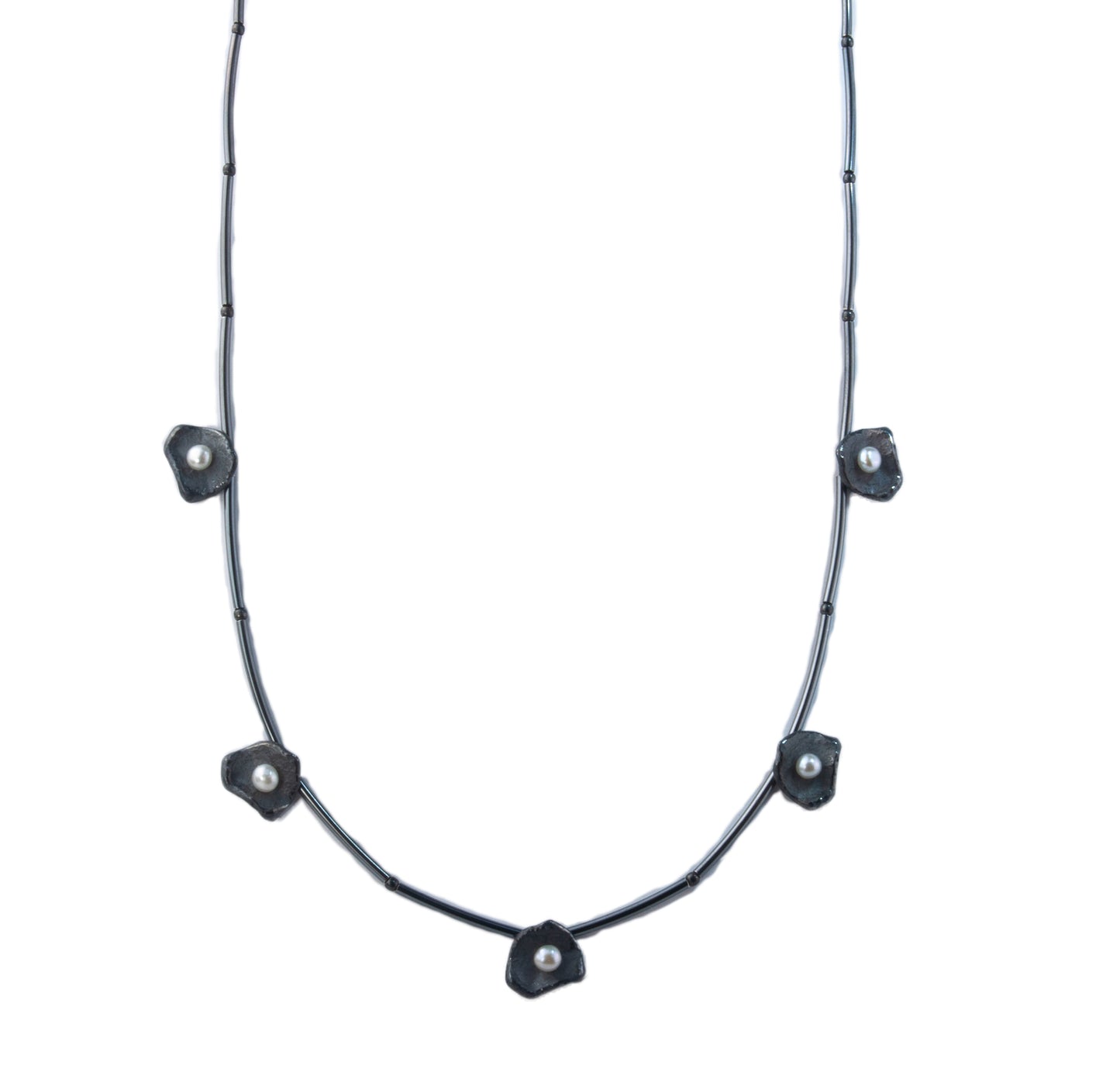 Mysterium Collection Oxidized Sterling Silver Petal Necklace