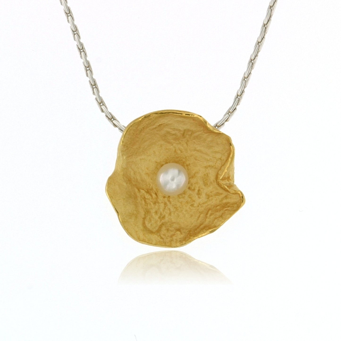 Mysterium Collection Vermeil Petal & Pearl Pendant (Lg)