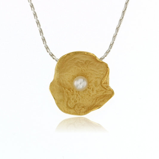 Mysterium Collection Vermeil Petal & Pearl Pendant (Lg)