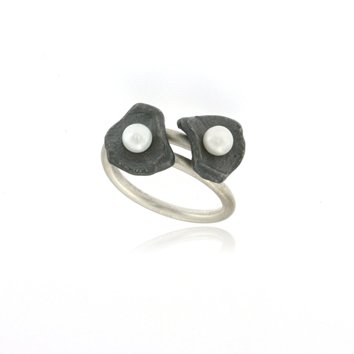 Mysterium Collection Oxidized Sterling Silver Petal Ring