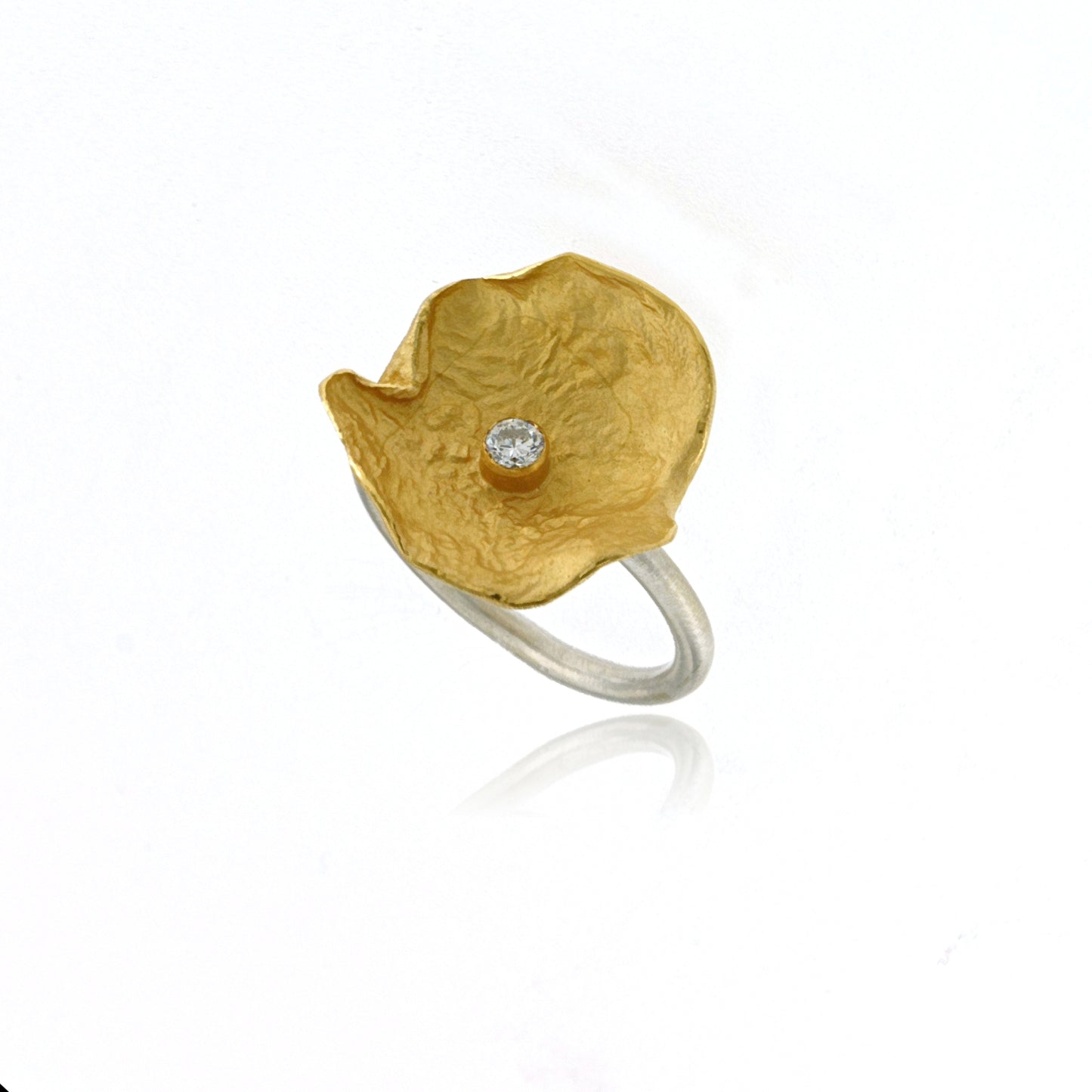 Mysterium Collection Sterling Vermeil & CZ Petal Ring (Lg)
