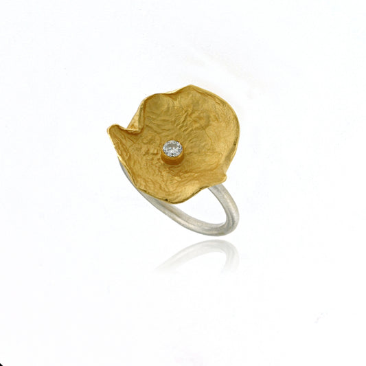 Mysterium Collection Sterling Vermeil & CZ Petal Ring (Lg)