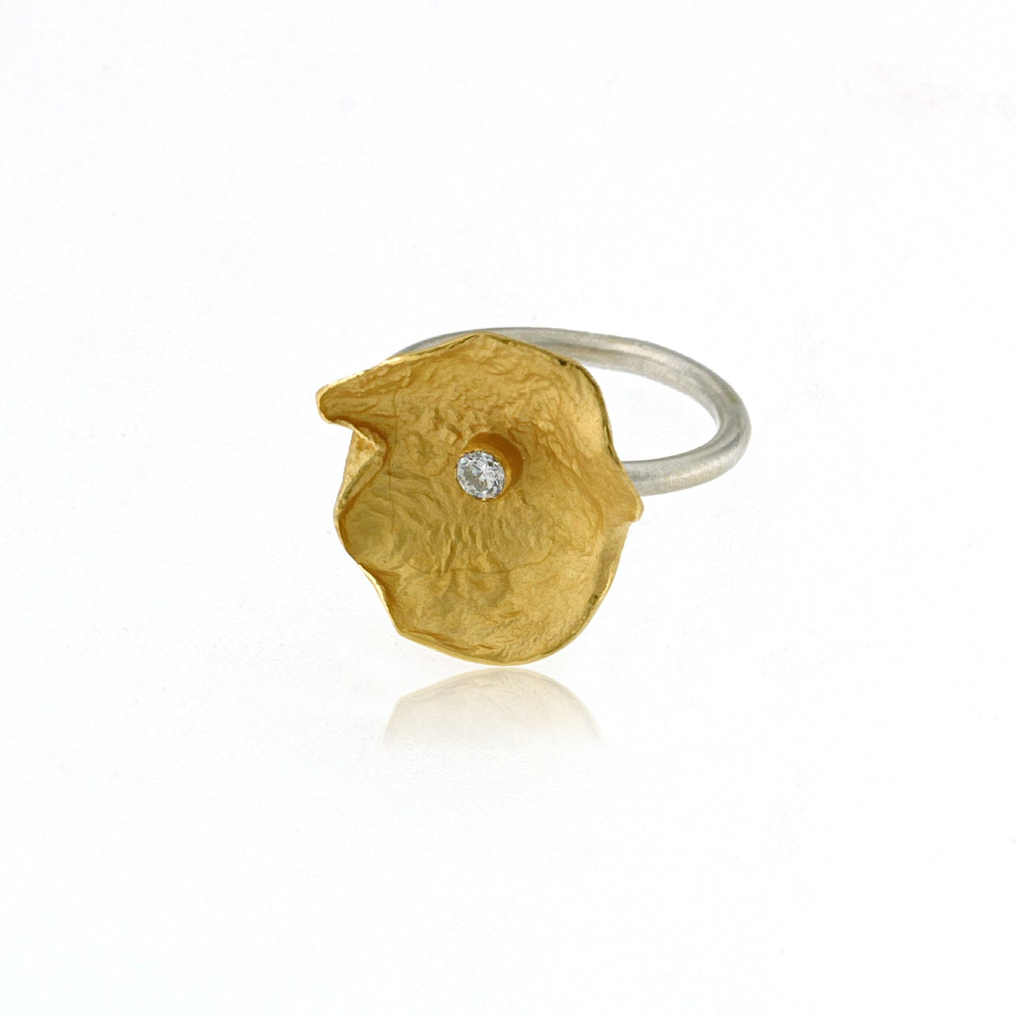 Mysterium Collection Sterling Vermeil & CZ Petal Ring (Lg)
