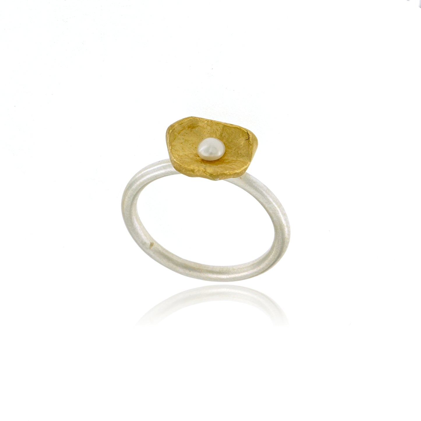 Mysterium Collection Vermeil Petal & Pearl Ring (Sm)