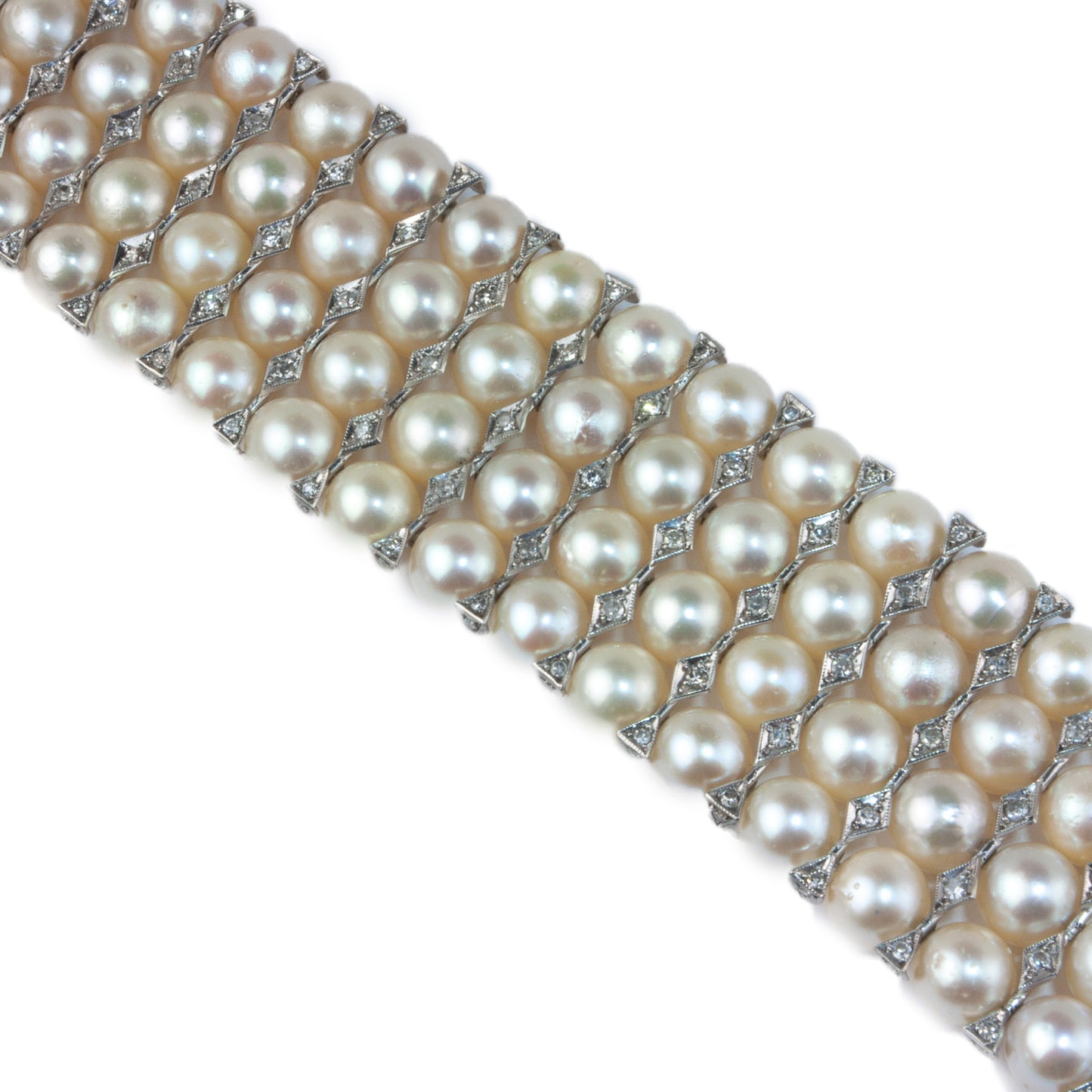Estate Collection Antique Platinum Pearl & Diamond Bracelet