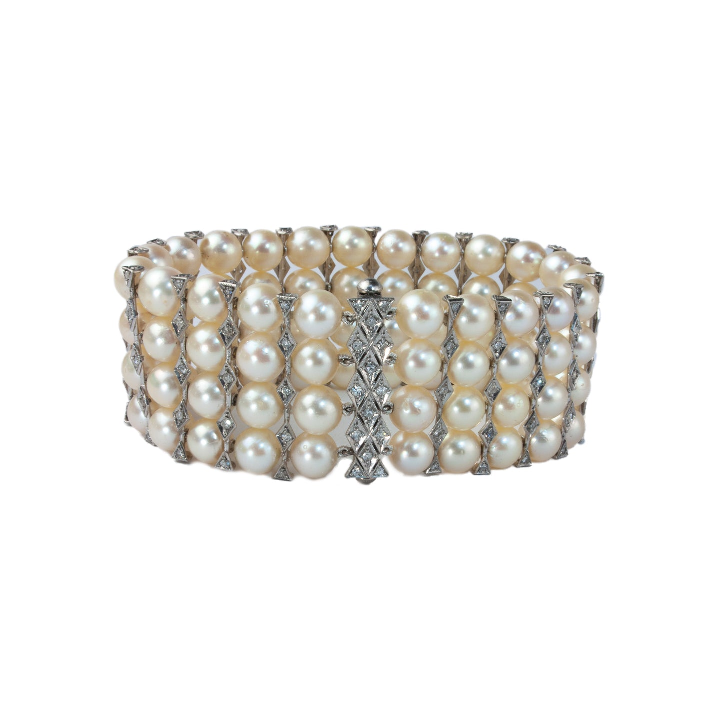 Estate Collection Antique Platinum Pearl & Diamond Bracelet