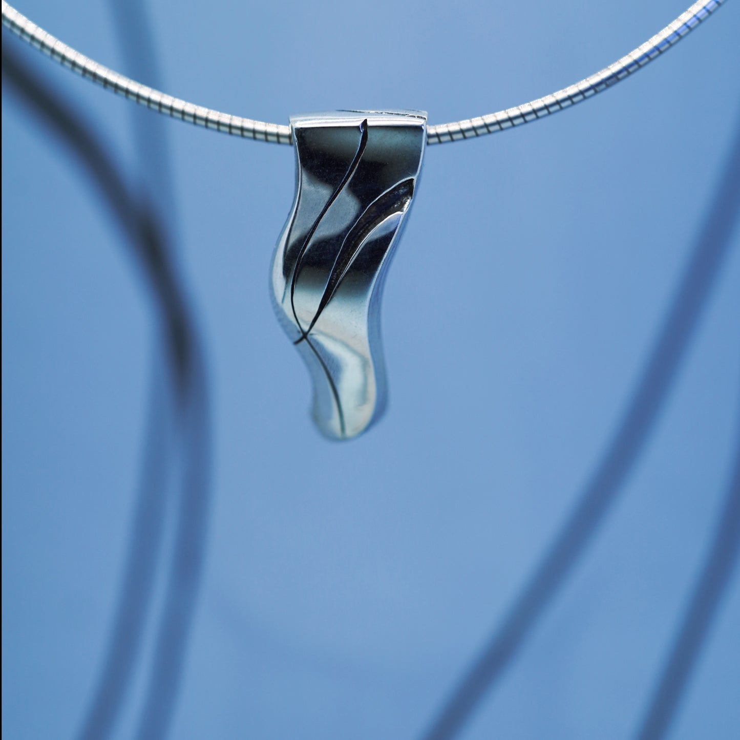 Tim & Mabel Engraved Wave Pendant