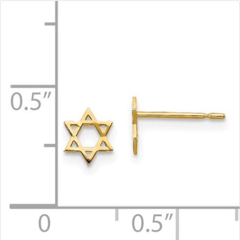 14K Yellow Gold Petite Star of David Earrings