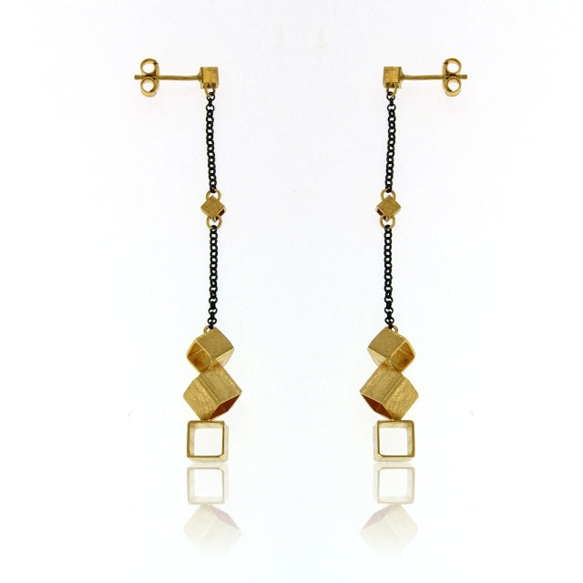 Mysterium Collection Sterling & Oxidized Cube Earrings