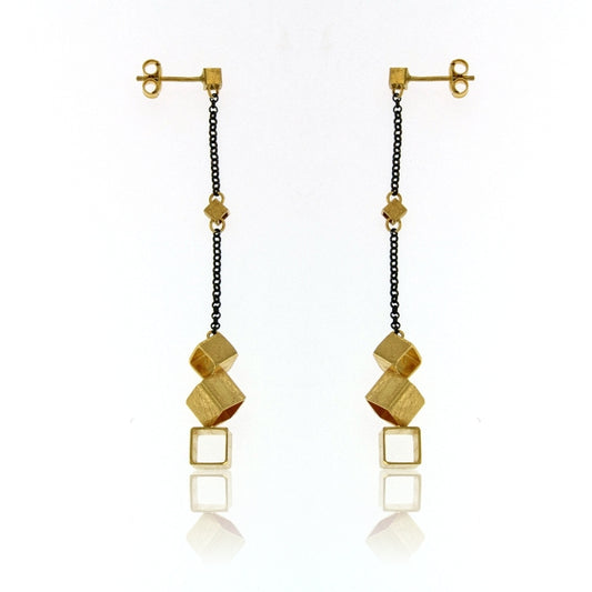 Mysterium Collection Sterling & Oxidized Cube Earrings
