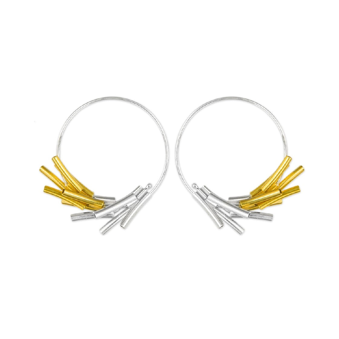 Mysterium Collection Sterling Silver Clustered Tubes on Hoops