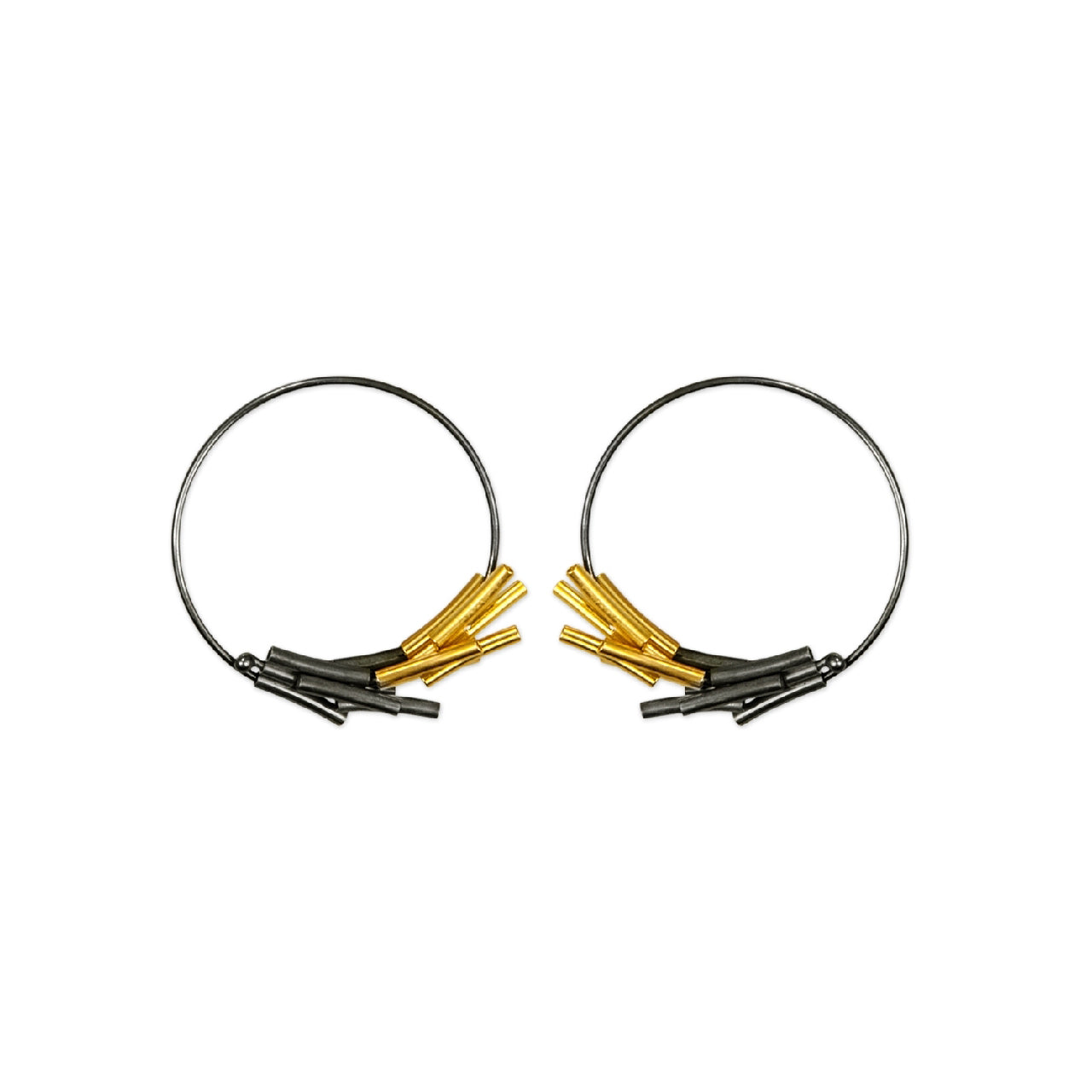Mysterium Collection Sterling Silver Clustered Tubes on Hoops