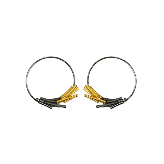 Mysterium Collection Sterling Silver Clustered Tubes on Hoops