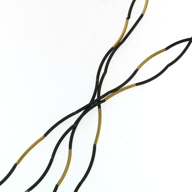 Mysterium Collection Long Black & Gold Tube Necklace