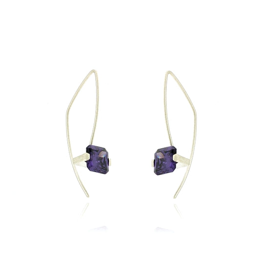 Mysterium Collection Sterling Silver CZ Amethyst Earrings