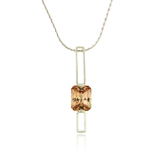 Mysterium Collection Champagne CZ Rectangle Necklace