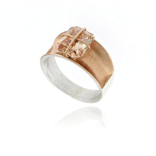 Mysterium Collection Champagne Cubic Zirconia "Gift Wrap" Ring