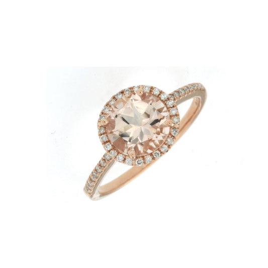 14K Rose Gold Morganite & Diamond Ring