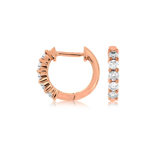 14K Rose Gold Petit Diamond Hoop Earrings