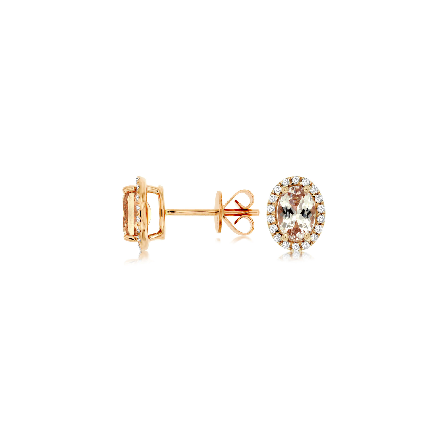 14K Rose Gold Morganite & Diamond Earrings