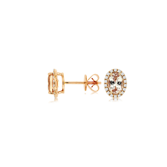 14K Rose Gold Morganite & Diamond Earrings