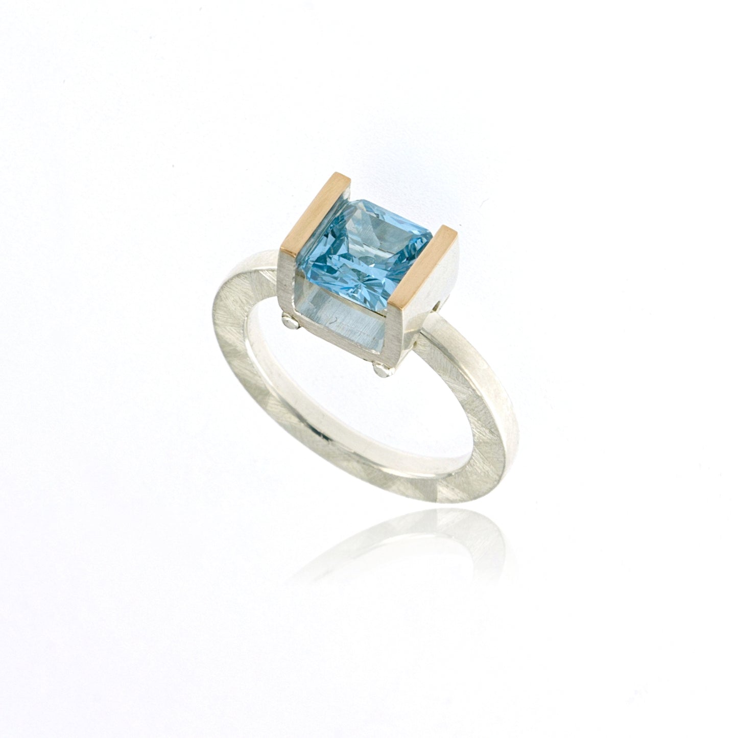 Mysterium Collection Sterling & 14k Swiss Blue Cubic Zirconia Ring