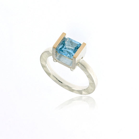 Mysterium Collection Sterling & 14k Swiss Blue Spinel Ring